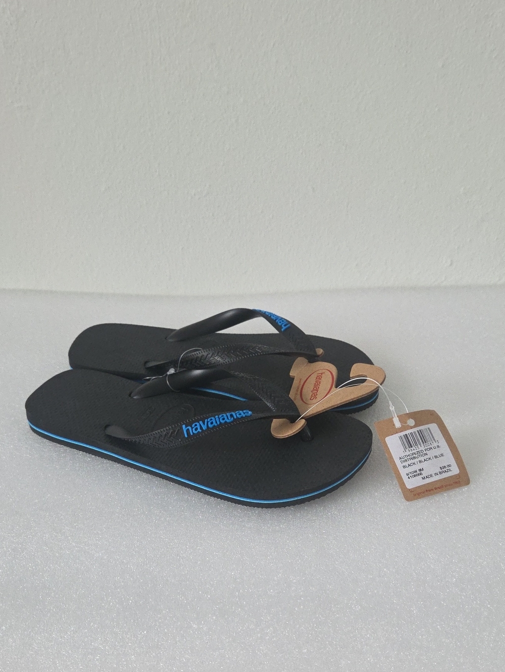 NWT Havaianas Top Mens Adult Flip Flops Sandals Black Blue US 8